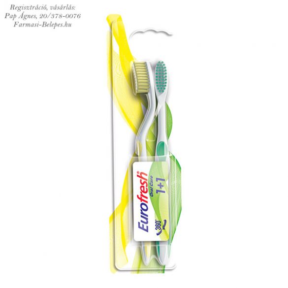Farmasi EuroFresh 2 db-os közepesen erős fogkefe, sárga és zöld